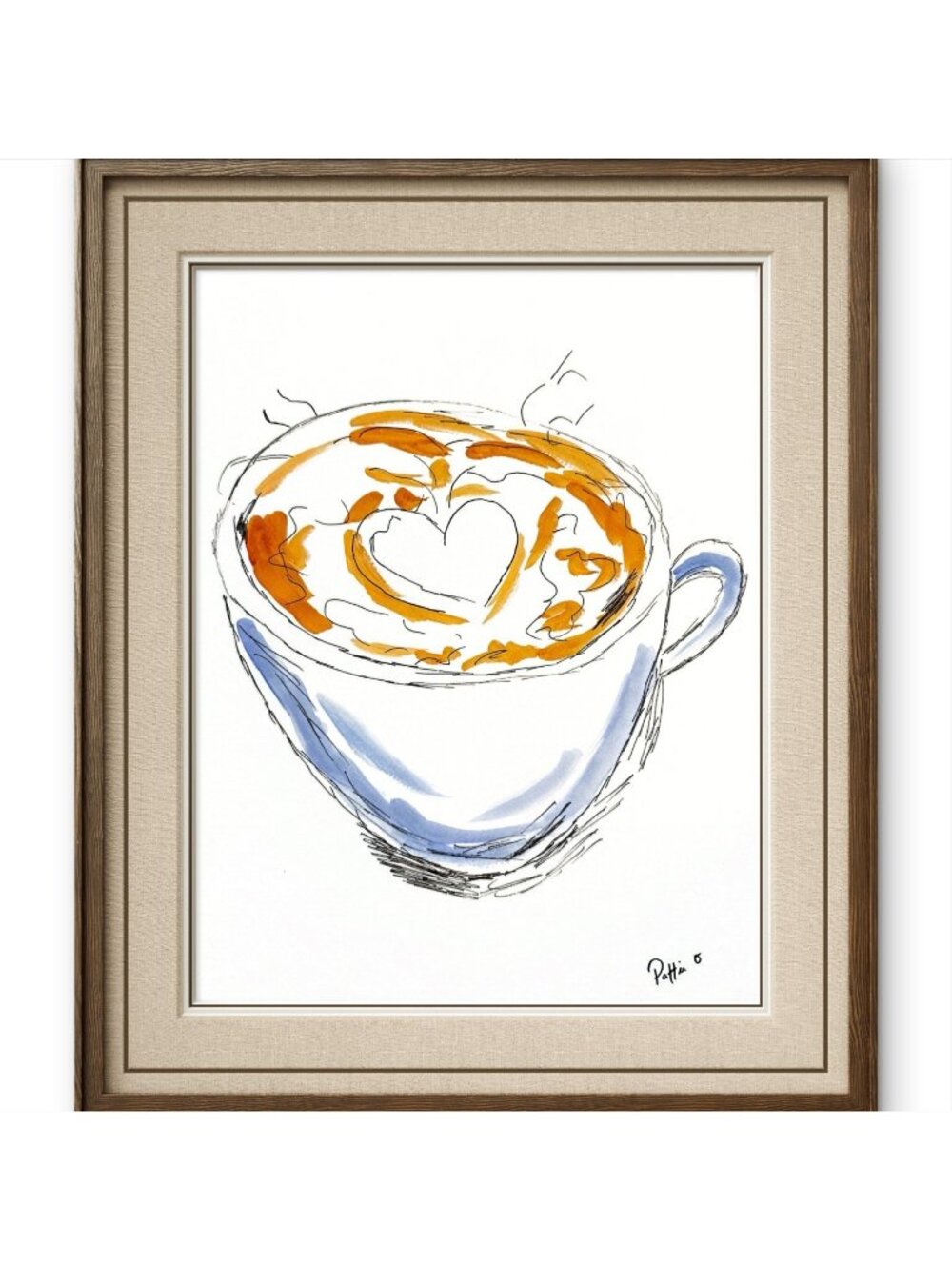 Coffee Cappuccino Latte Wall Art Original Watercolor Painting 11x15 Gallery Pape